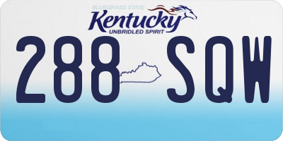 KY license plate 288SQW