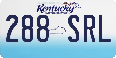 KY license plate 288SRL