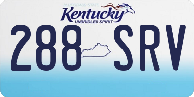 KY license plate 288SRV