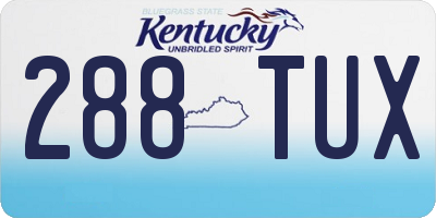 KY license plate 288TUX
