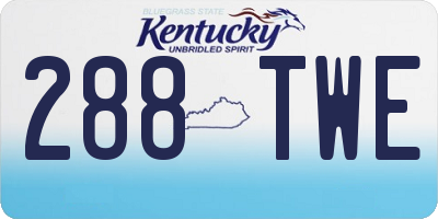KY license plate 288TWE