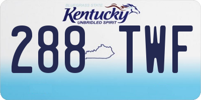 KY license plate 288TWF