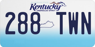 KY license plate 288TWN