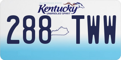 KY license plate 288TWW