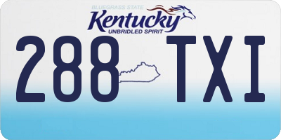 KY license plate 288TXI