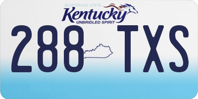 KY license plate 288TXS