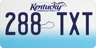 KY license plate 288TXT