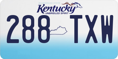 KY license plate 288TXW