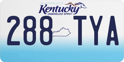 KY license plate 288TYA