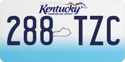 KY license plate 288TZC