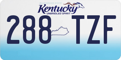 KY license plate 288TZF