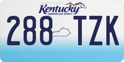KY license plate 288TZK