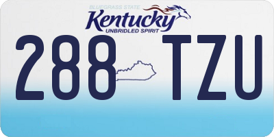 KY license plate 288TZU