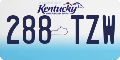KY license plate 288TZW