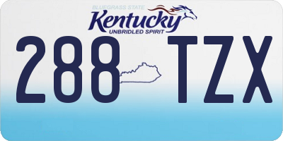 KY license plate 288TZX
