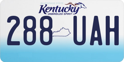 KY license plate 288UAH