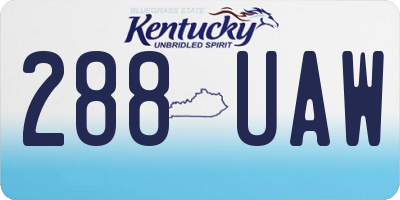 KY license plate 288UAW