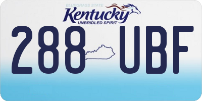 KY license plate 288UBF