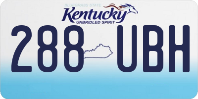 KY license plate 288UBH