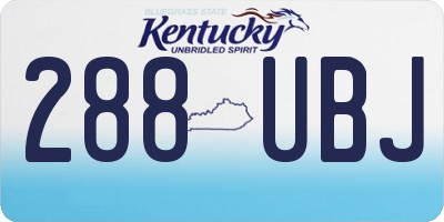 KY license plate 288UBJ