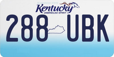 KY license plate 288UBK