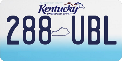 KY license plate 288UBL
