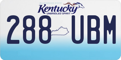 KY license plate 288UBM