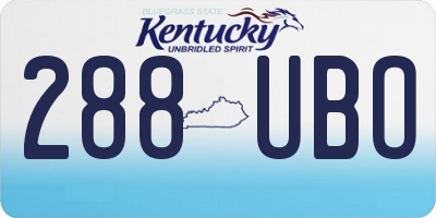 KY license plate 288UBO