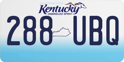 KY license plate 288UBQ