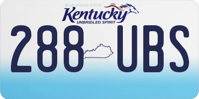 KY license plate 288UBS