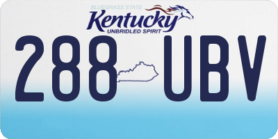 KY license plate 288UBV