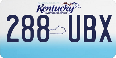 KY license plate 288UBX