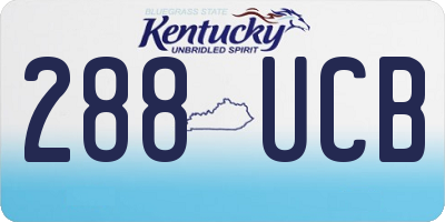 KY license plate 288UCB