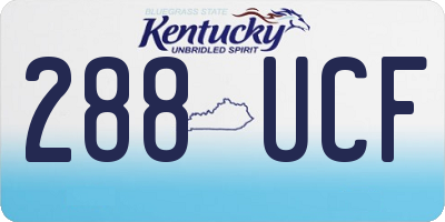 KY license plate 288UCF