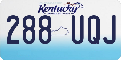 KY license plate 288UQJ