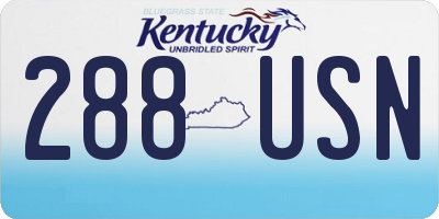 KY license plate 288USN