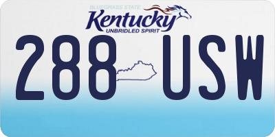 KY license plate 288USW