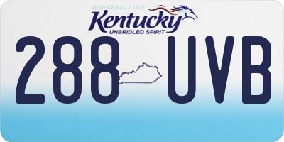 KY license plate 288UVB