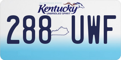 KY license plate 288UWF