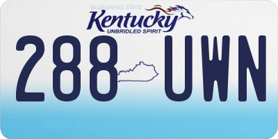 KY license plate 288UWN