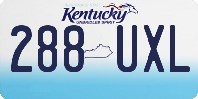 KY license plate 288UXL