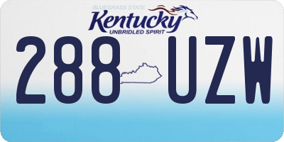 KY license plate 288UZW