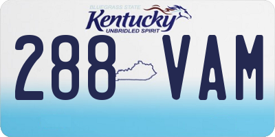 KY license plate 288VAM