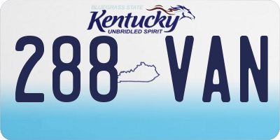 KY license plate 288VAN