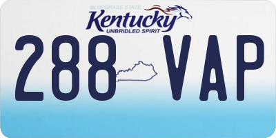 KY license plate 288VAP
