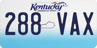 KY license plate 288VAX