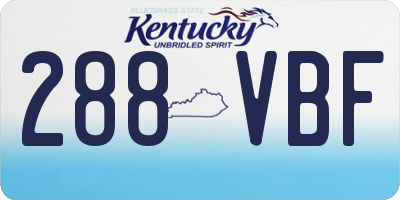 KY license plate 288VBF