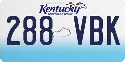 KY license plate 288VBK
