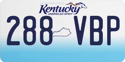 KY license plate 288VBP