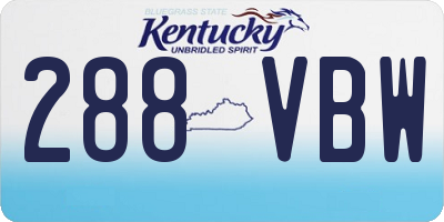 KY license plate 288VBW